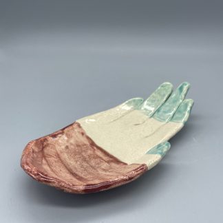 Jabonera mano tricolor de cerámica artesanal. Anita Trenzamundos.